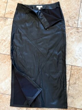 Topshop Black Faux Leather Trim Skirt